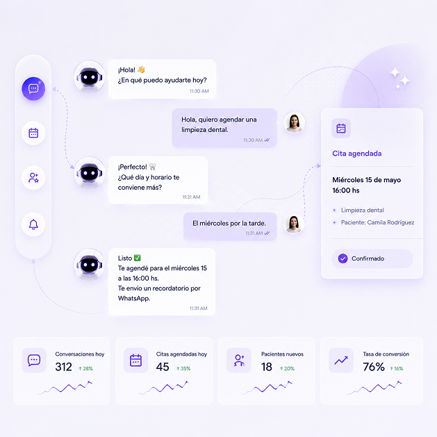 Mockup · Chat IA en WhatsApp